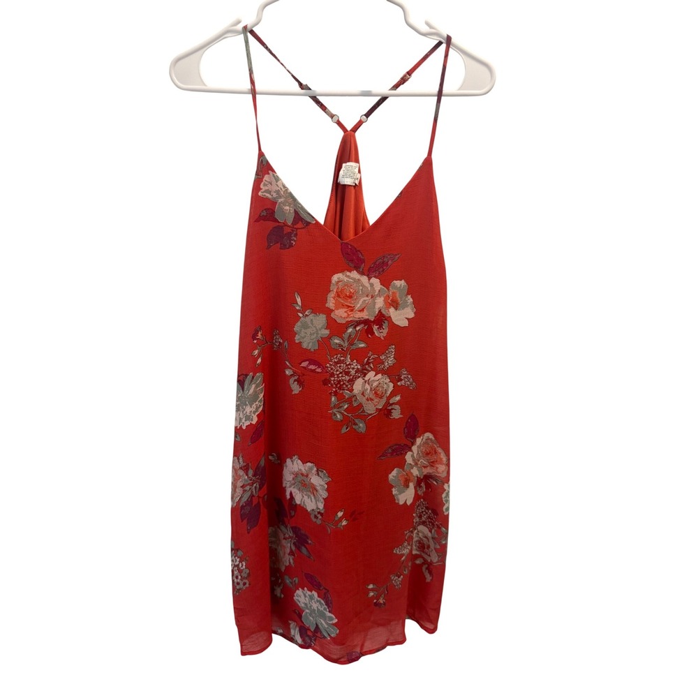Eyeshadow Womens Orange Floral Mini Dress Size S Adjustable Straps Lined J12385